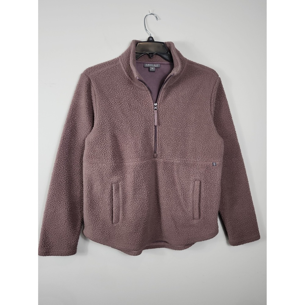 Free Fly Bamboo Sherpa Fleece 1/2 Zip Pullover Womens M Lilac Purple Soft Cozy